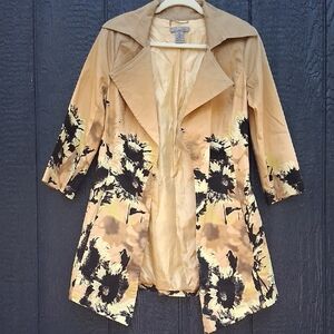 Deed Collection Tan Floral Trench Coat